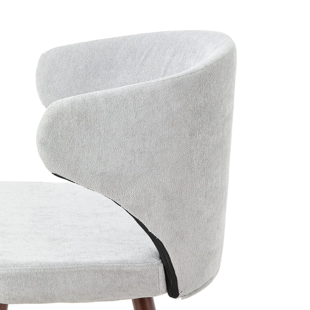 Chenille Dining Chair Curved Back Wooden Leg Pair Living and Home 