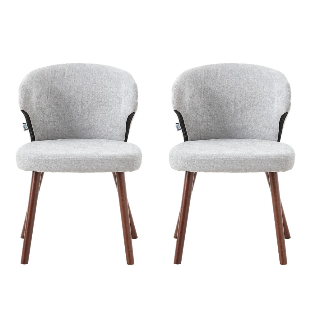 Chenille Dining Chair Curved Back Wooden Leg Pair Living and Home 