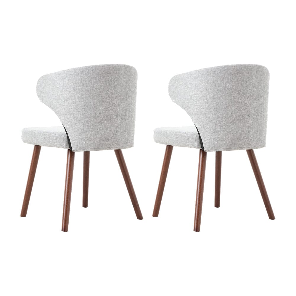 Chenille Dining Chair Curved Back Wooden Leg Pair Living and Home 
