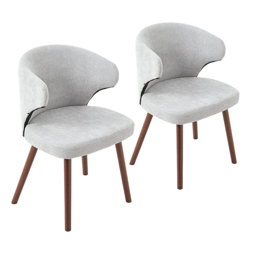 Chenille Dining Chair Curved Back Wooden Leg Pair Living and Home 