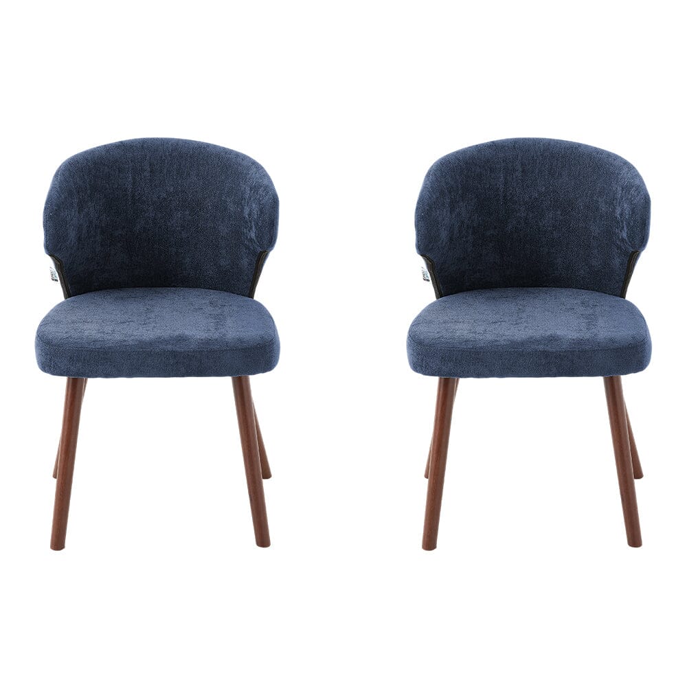 Chenille Dining Chair Curved Back Wooden Leg Pair Living and Home 