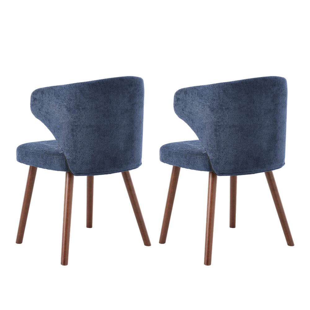 Chenille Dining Chair Curved Back Wooden Leg Pair Living and Home 