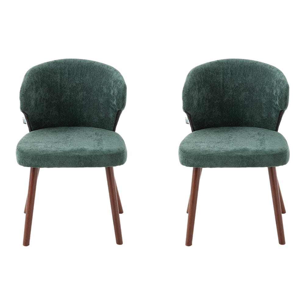 Chenille Dining Chair Curved Back Wooden Leg Pair Living and Home 
