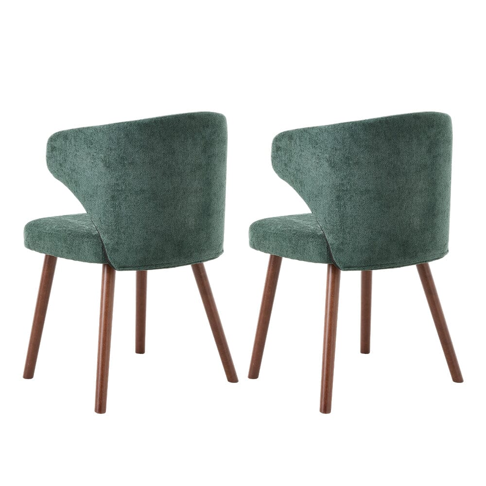 Chenille Dining Chair Curved Back Wooden Leg Pair Living and Home 