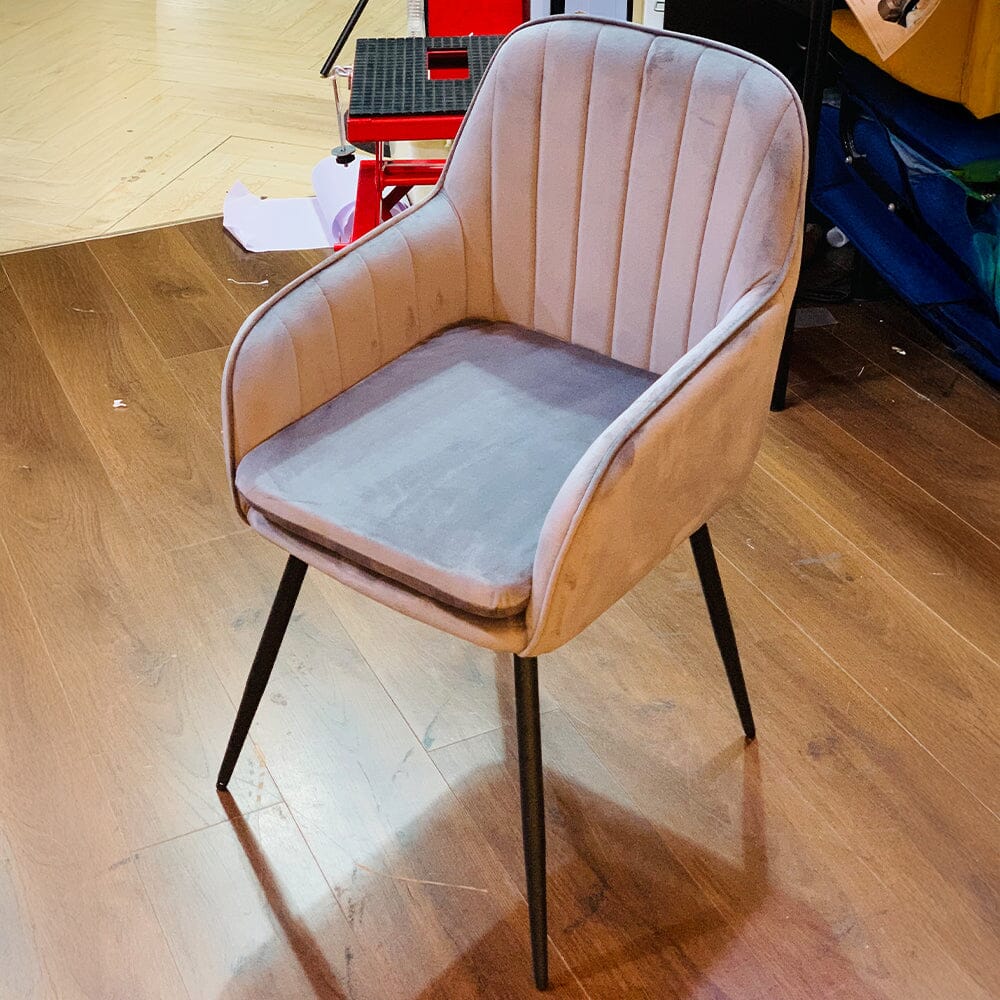 Dutch Velvet Dining Chair Black Metal Leg Pair Living and Home 