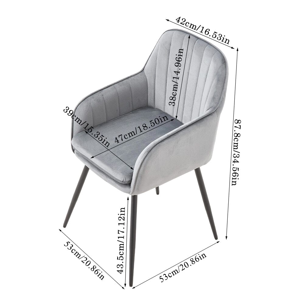 Dutch Velvet Dining Chair Black Metal Leg Pair Living and Home 