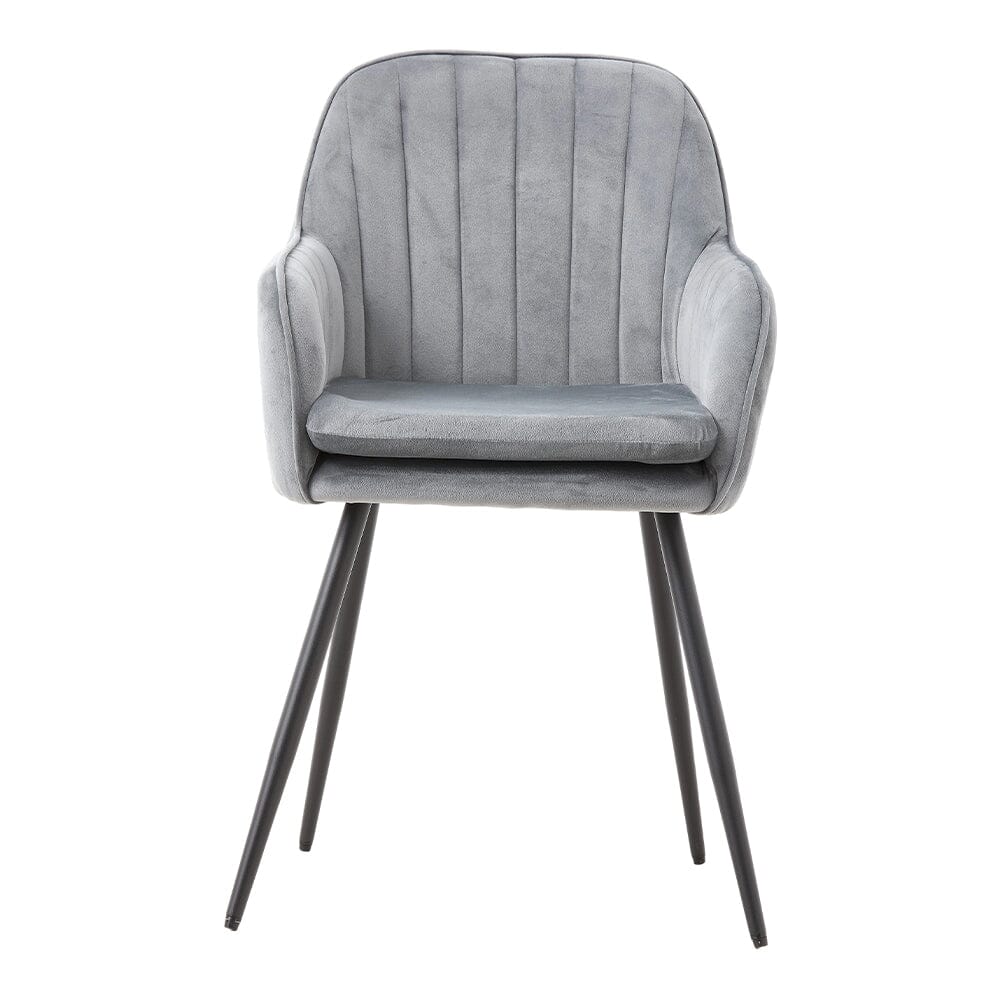 Dutch Velvet Dining Chair Black Metal Leg Pair Living and Home 