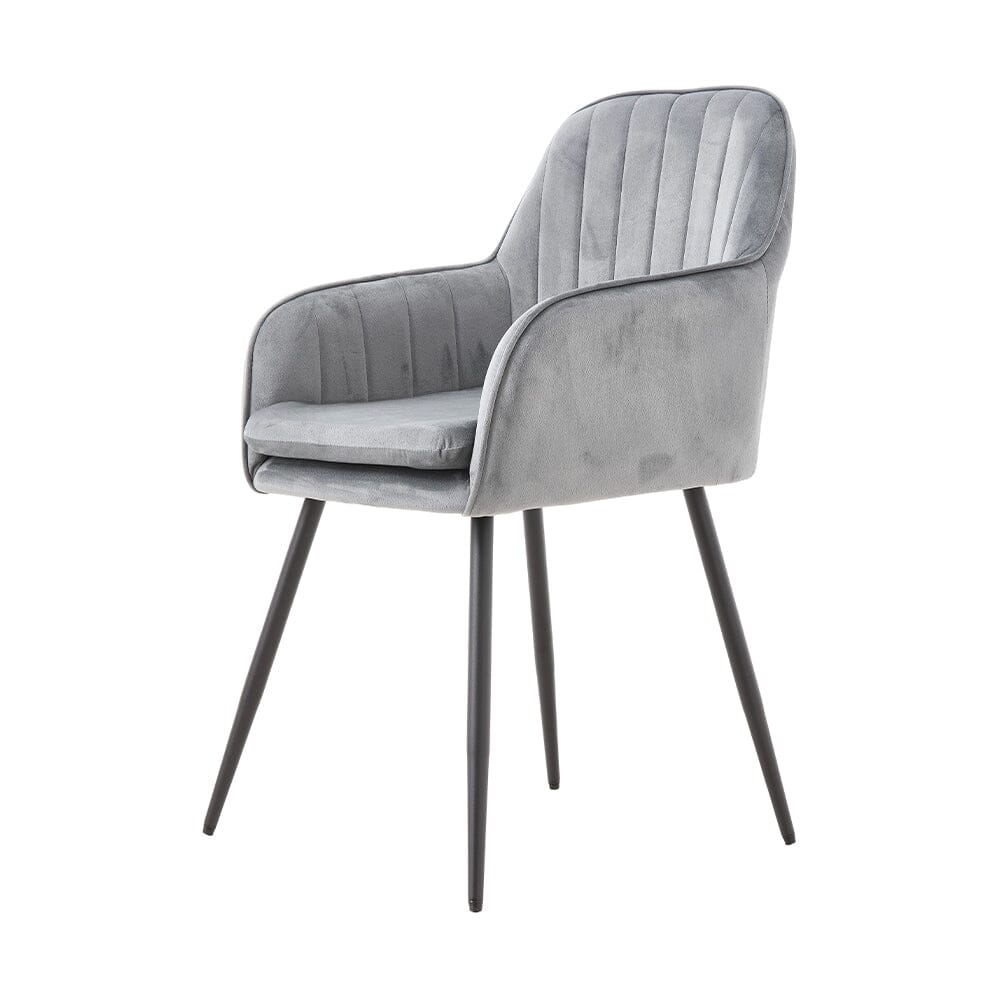 Dutch Velvet Dining Chair Black Metal Leg Pair Living and Home 