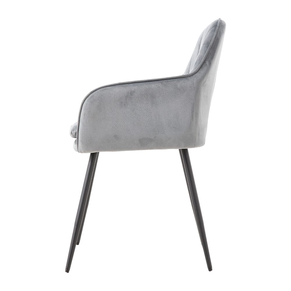 Dutch Velvet Dining Chair Black Metal Leg Pair Living and Home 