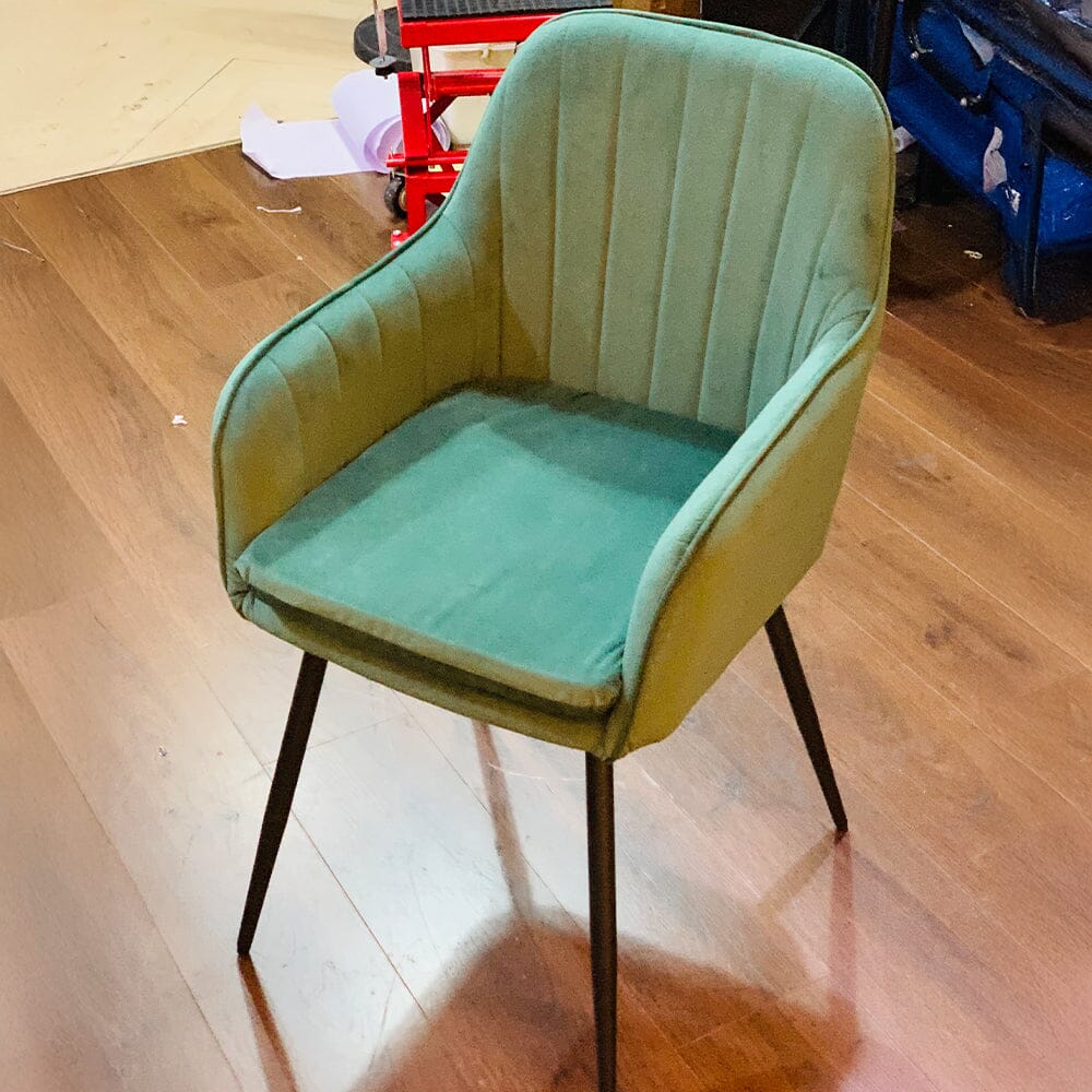 Dutch Velvet Dining Chair Black Metal Leg Pair Living and Home 