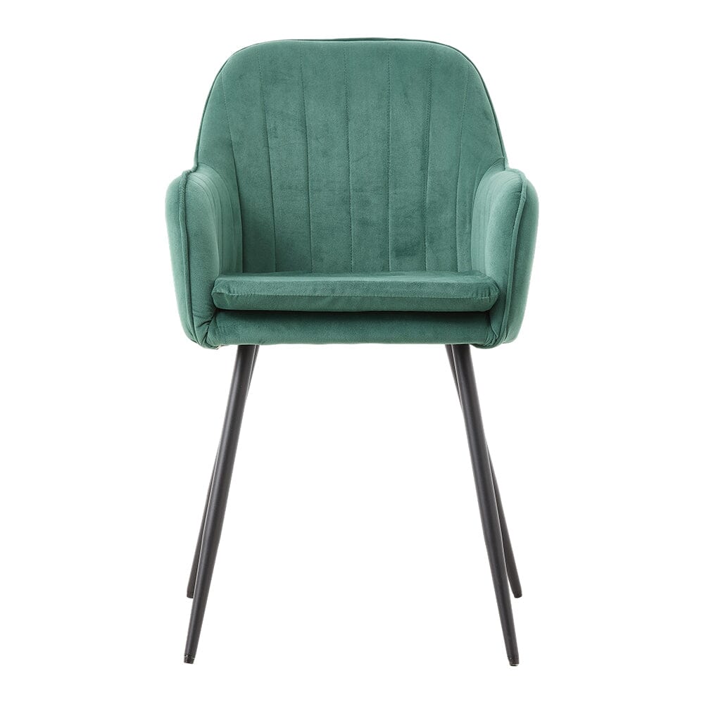 Dutch Velvet Dining Chair Black Metal Leg Pair Living and Home 