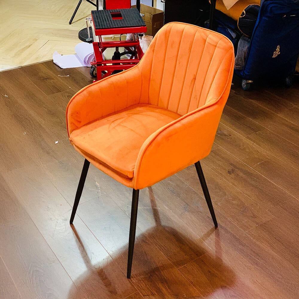 Dutch Velvet Dining Chair Black Metal Leg Pair Living and Home 