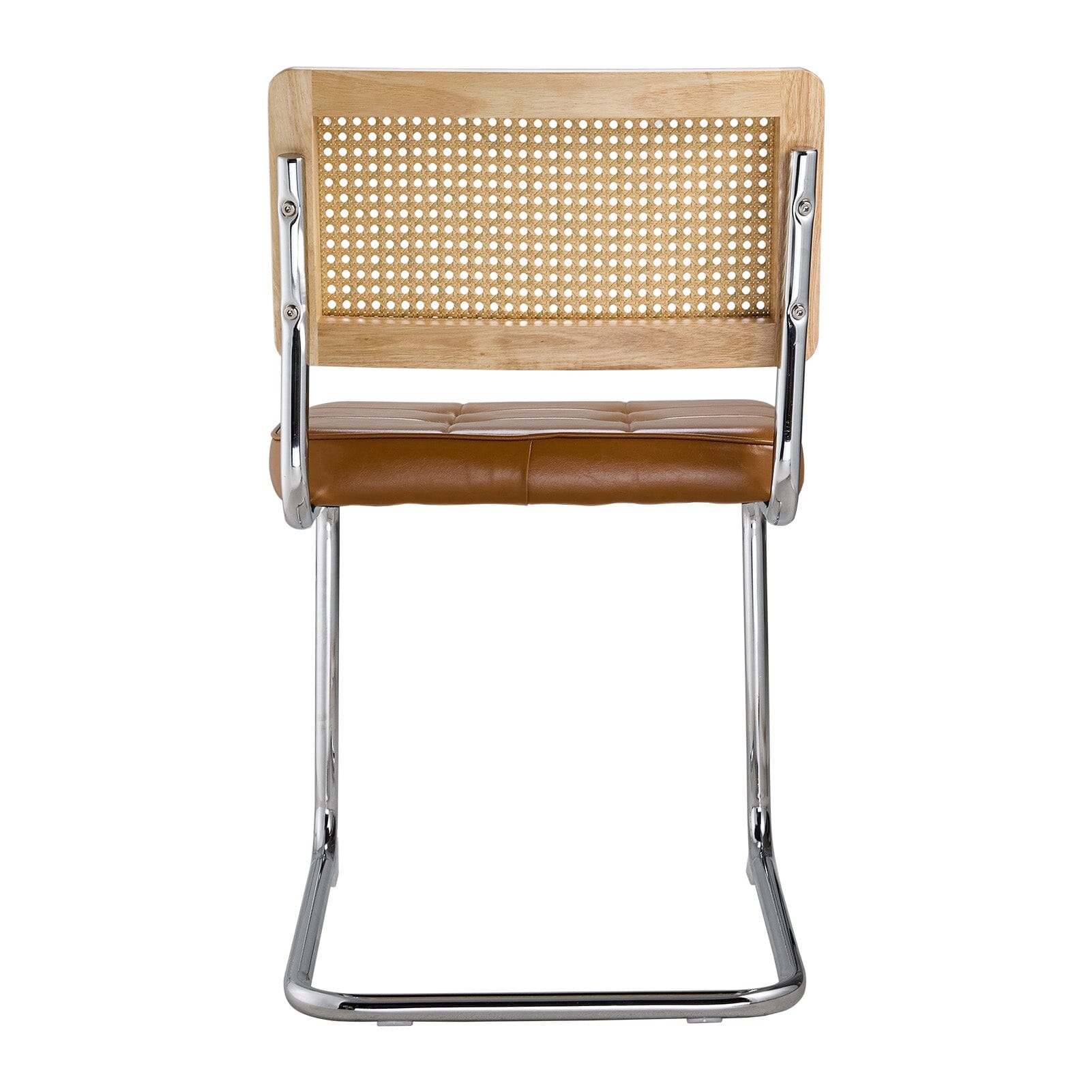 Rattan Back Dining Chair Metal Leg Pair Seating Living and Home 