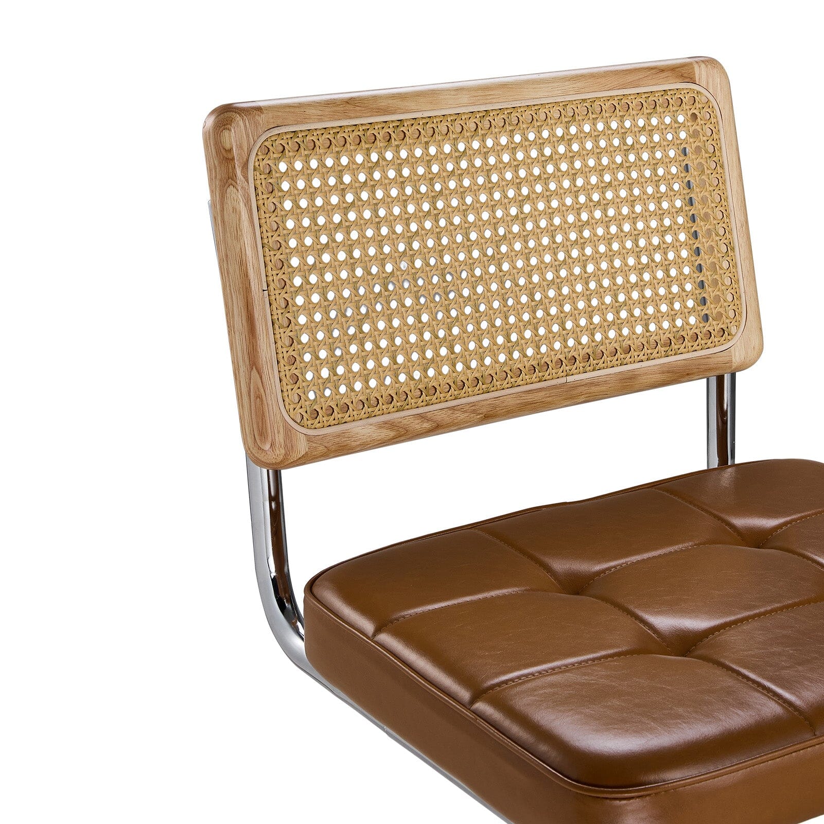 Rattan Back Dining Chair Metal Leg Pair Seating Living and Home 