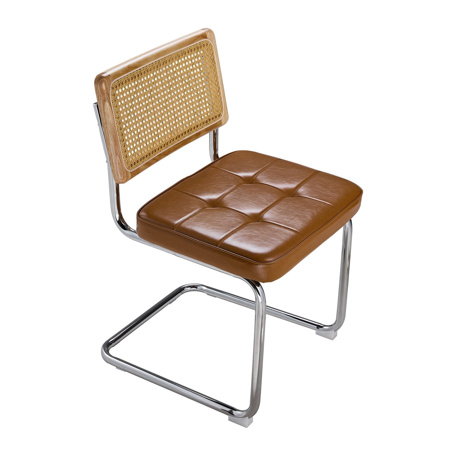 Rattan Back Dining Chair Metal Leg Pair Seating Living and Home 