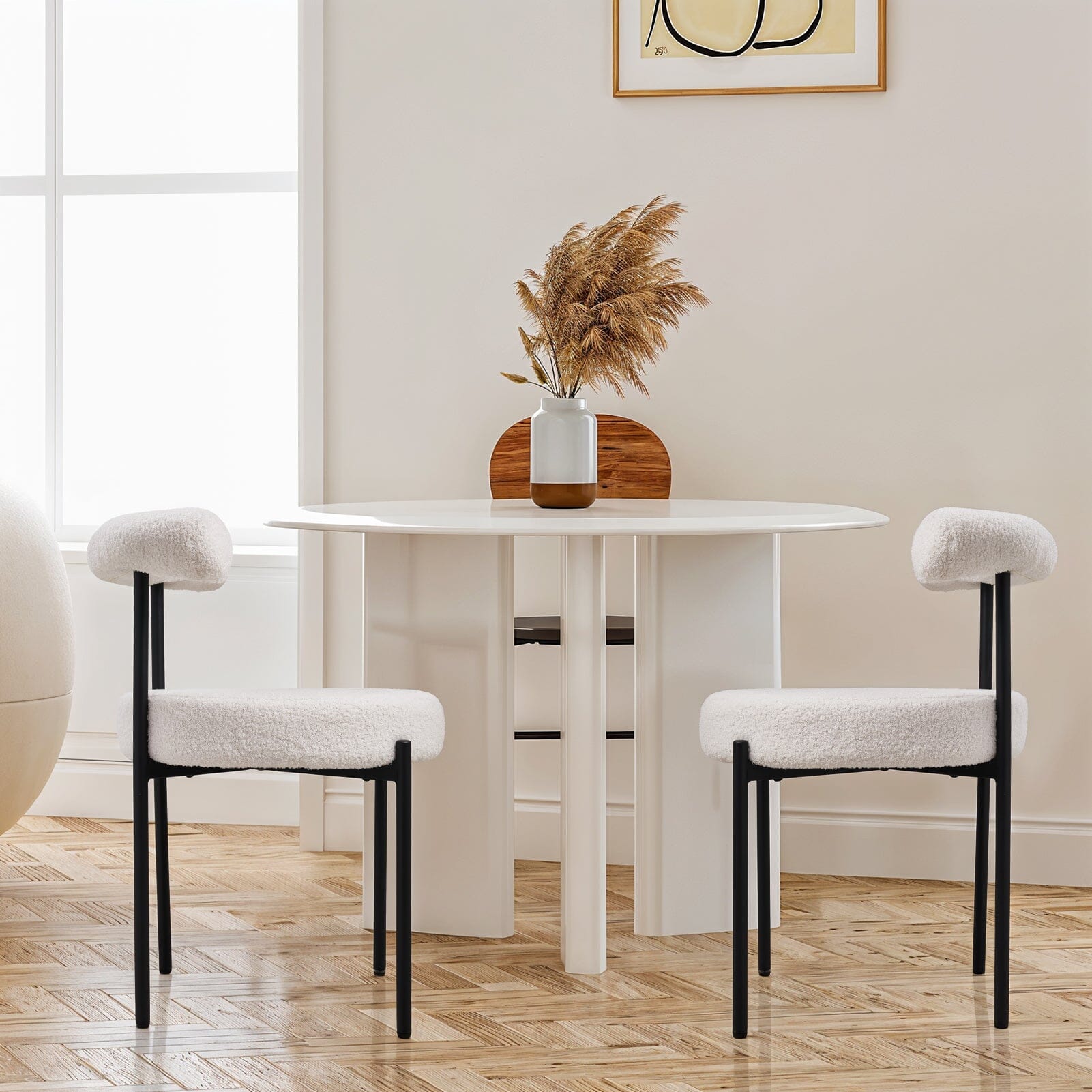 Sherpa Fabric Dining Chair Set Living and Home 