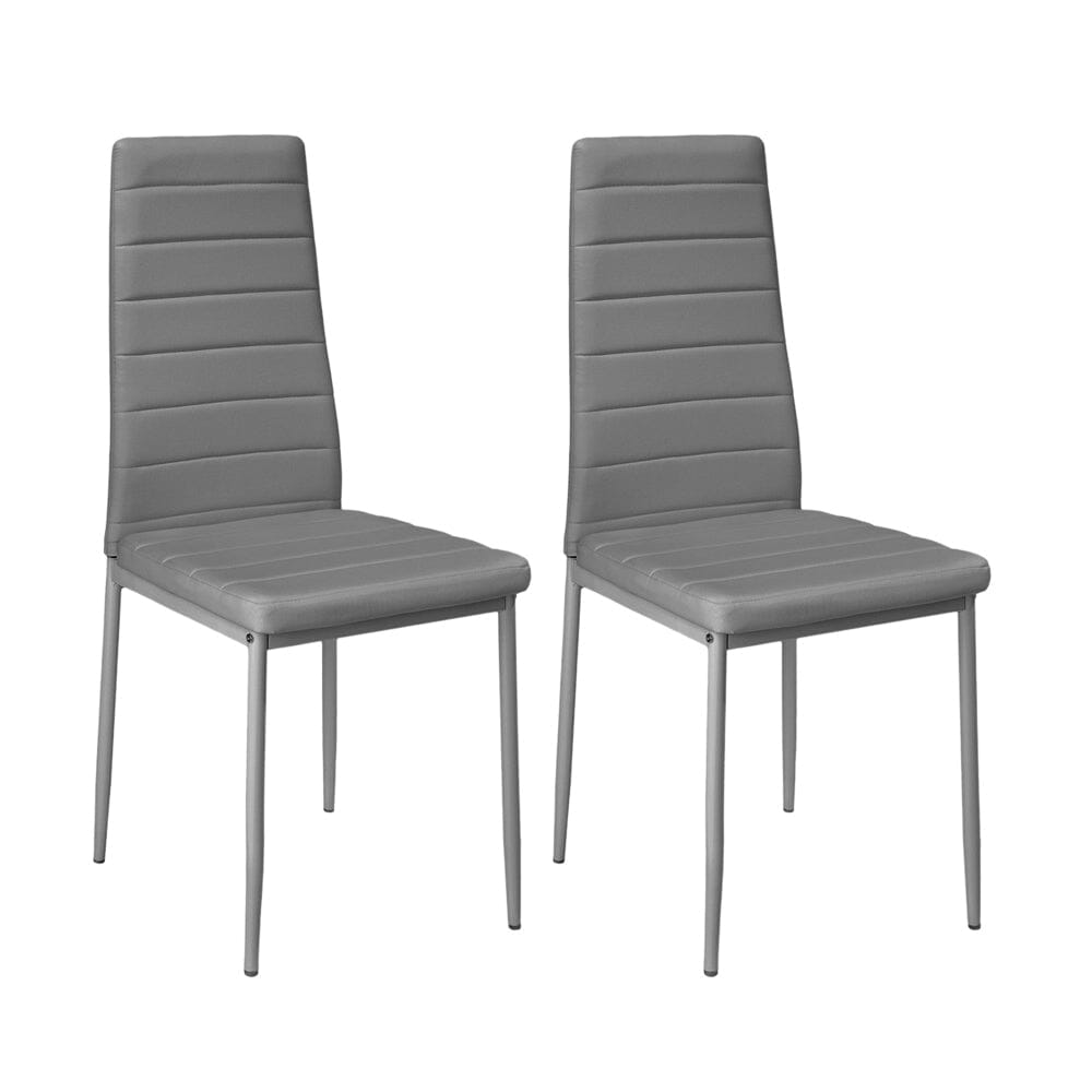 PU Leather Dining Chair Set Living and Home Set of 2 Grey 