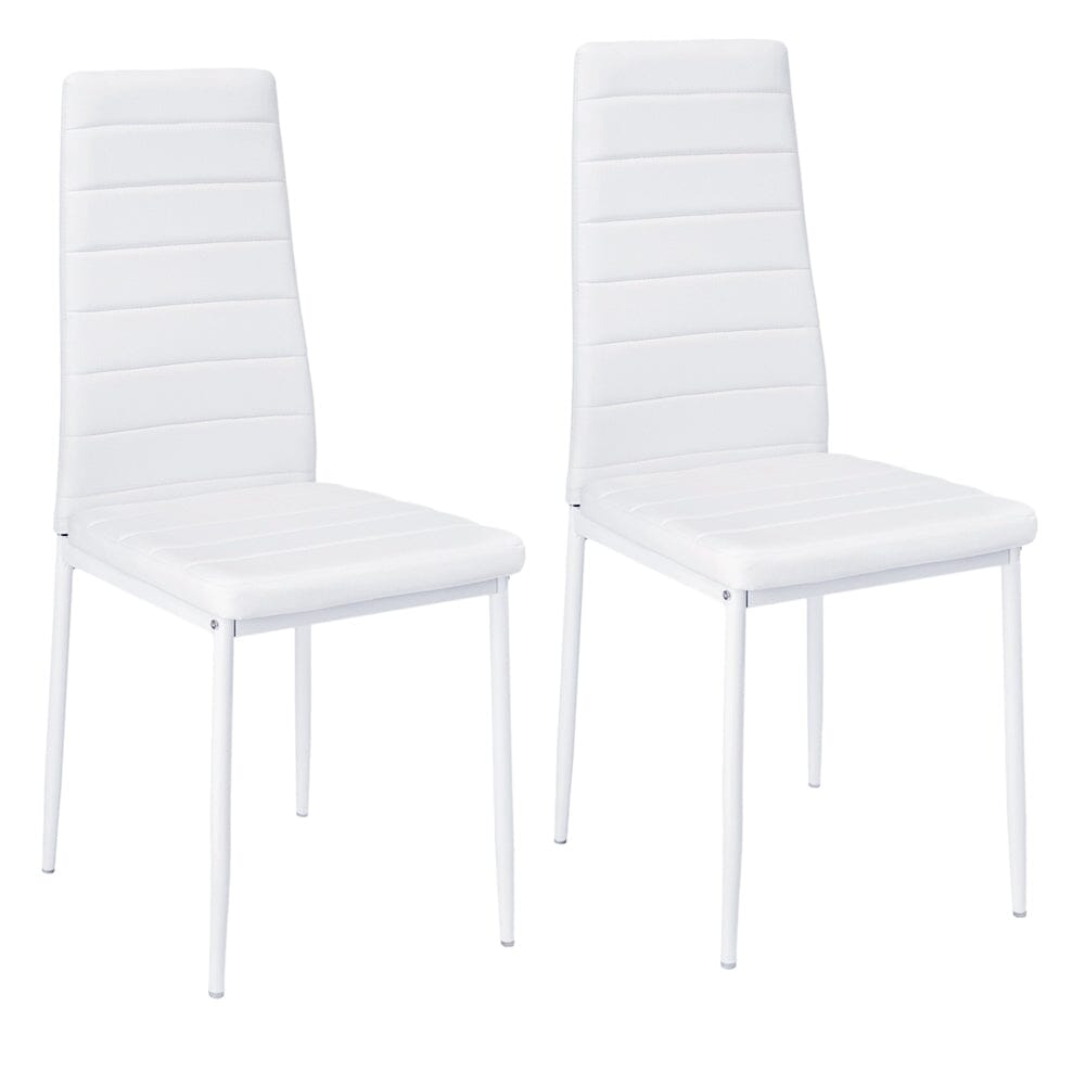 PU Leather Dining Chair Set Living and Home Set of 2 White 