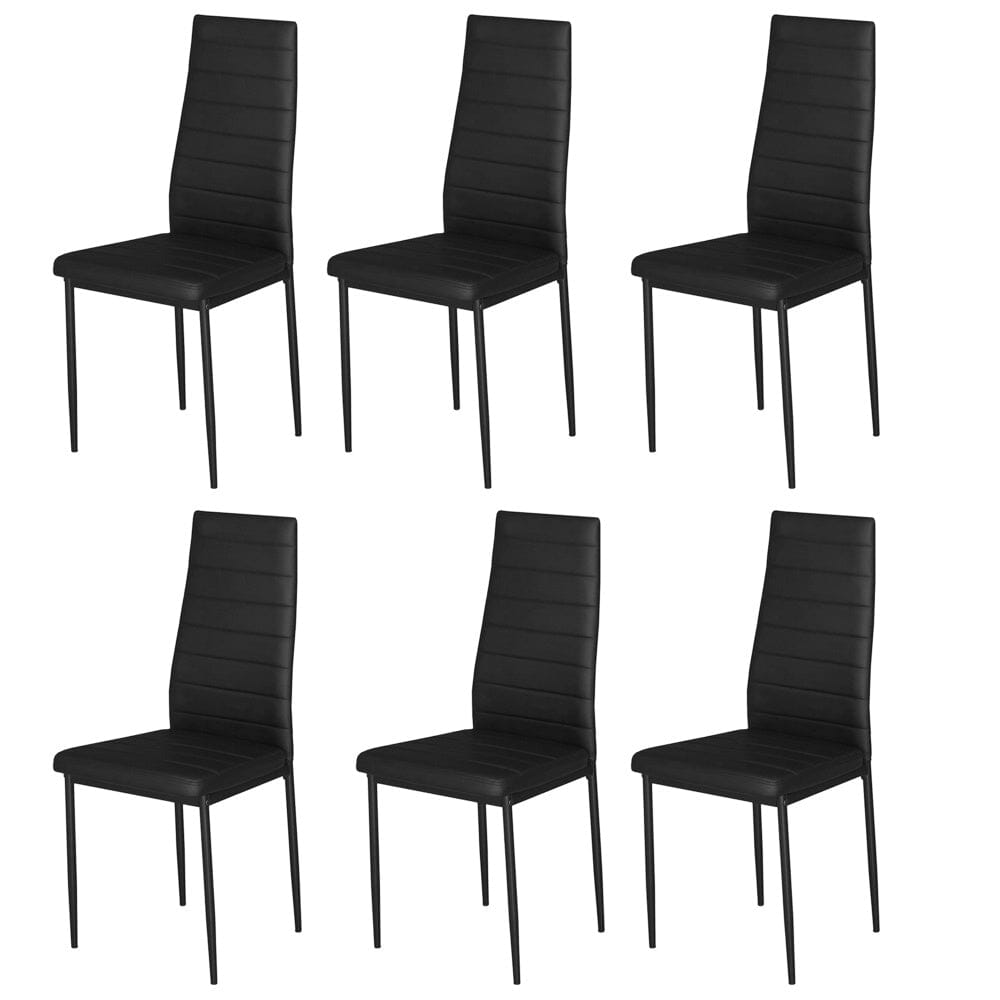 PU Leather Dining Chair Set Living and Home Set of 6 Black 