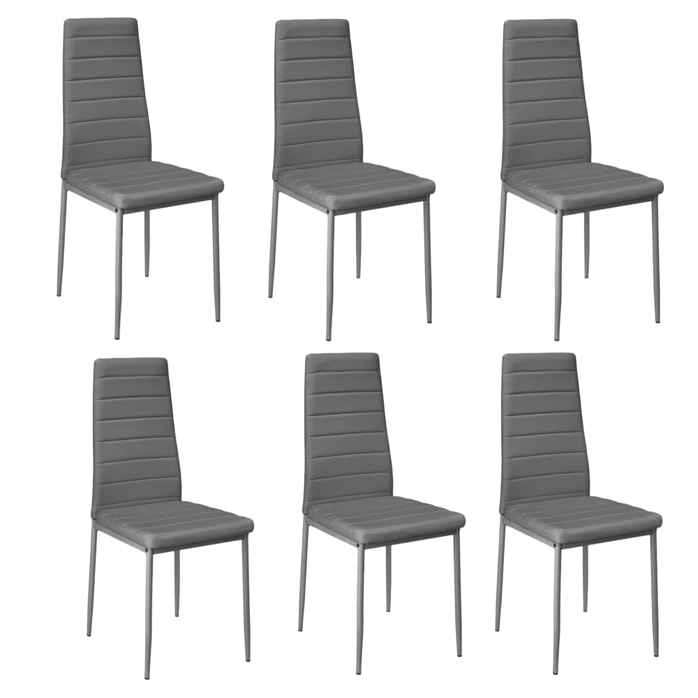 PU Leather Dining Chair Set Living and Home Set of 6 Grey 