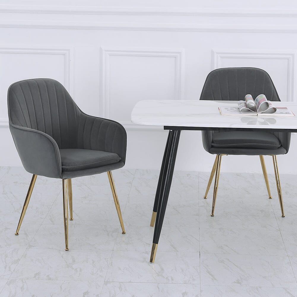 Velvet Dining Chair Set of 2 – Gold Metal Legs Living and Home 