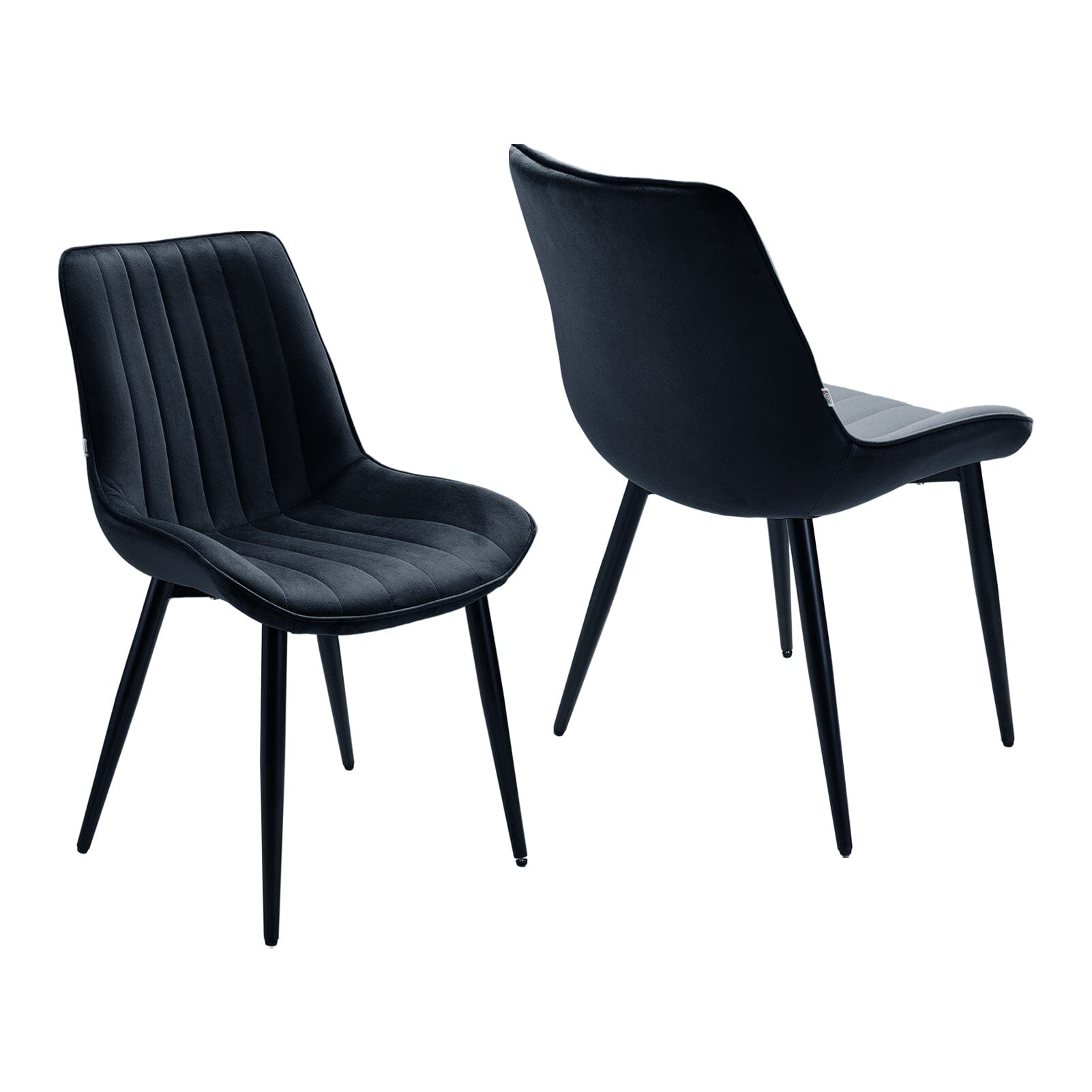 Modern Upholstered Dining Chair Set – Standard Size Living and Home Black Holland Velvet Set of 2