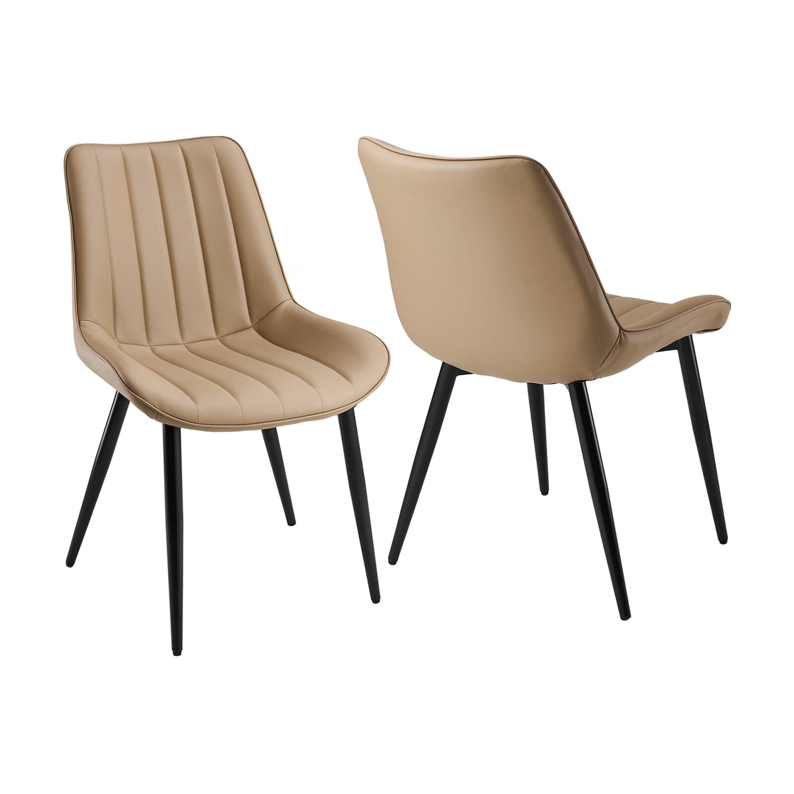 Modern Upholstered Dining Chair Set – Standard Size Living and Home Grey Brown PU Leather Set of 2