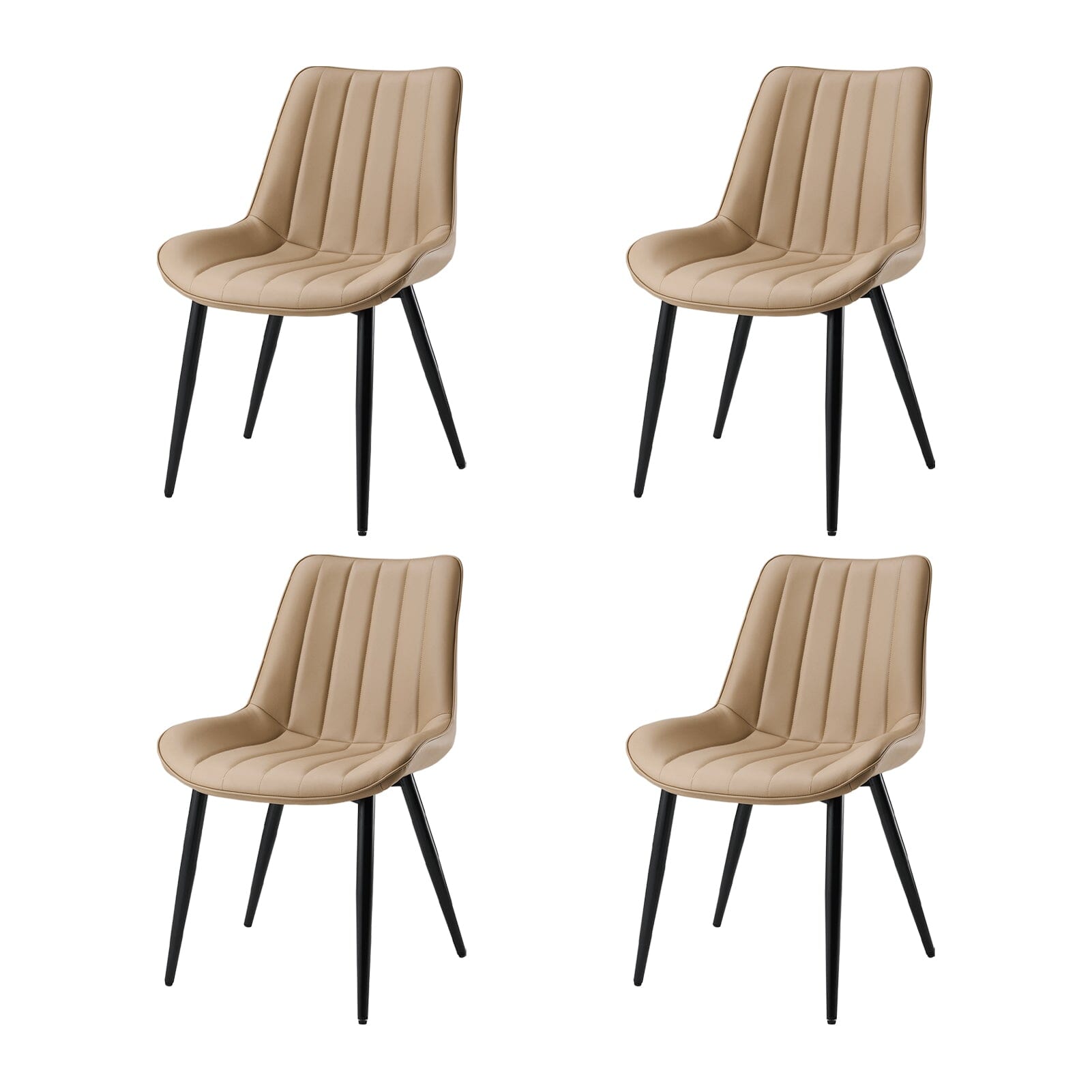 Modern Upholstered Dining Chair Set – Standard Size Living and Home Grey Brown PU Leather Set of 4