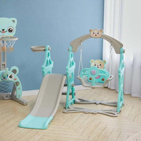 Toddler Swing and Slide Playset for Indoor and Outdoor Living and Home Green 