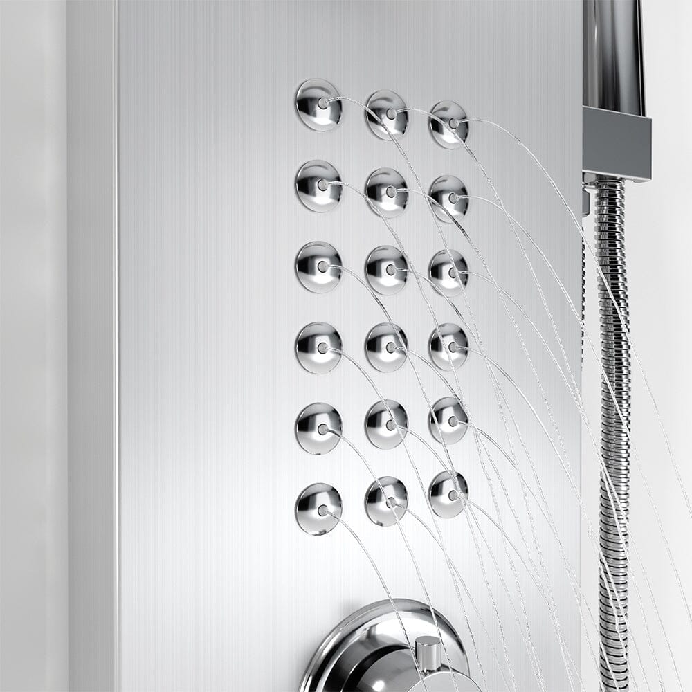 135cm H 5 Function Bathroom Silver Shower Panel with Hand Shower Head