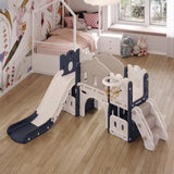 Kids Playset with Slide Basket Hoop Indoor Toddler Playground Living and Home 