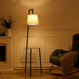 Metal Tray Table Floor Lamp with Linen Lampshade Floor Lamps Living and Home 