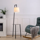 150cm H Metal Tray Table Floor Lamp with Linen Lampshade