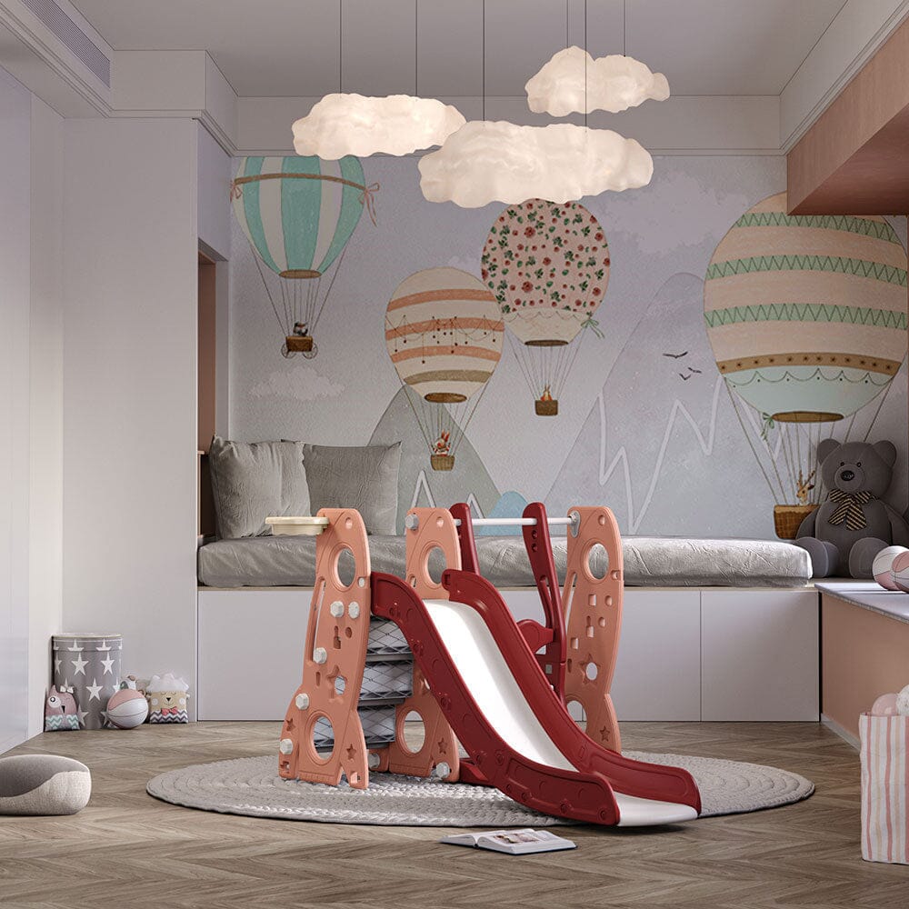 4-in-1 Toddler Climber and Swing Set with Basketball Hoop Kids Swing and Slide Set for Indoor Outdoor Playground Living and Home 