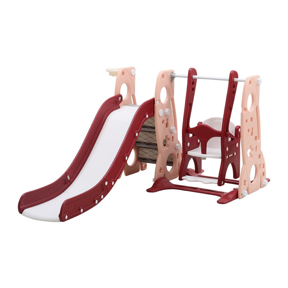 4-in-1 Toddler Climber and Swing Set with Basketball Hoop Kids Swing and Slide Set for Indoor Outdoor Playground Living and Home 