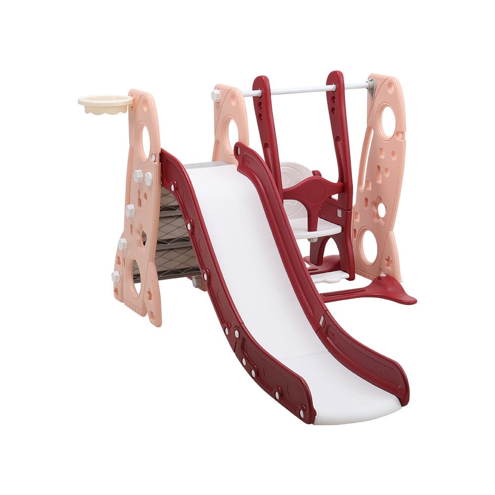 4-in-1 Toddler Climber and Swing Set with Basketball Hoop Kids Swing and Slide Set for Indoor Outdoor Playground Living and Home 