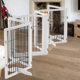 4-Panel Wooden Folding Pet Playpen Pet Playpens Living and Home White 335cm W x 1.8cm D x 80cm H 