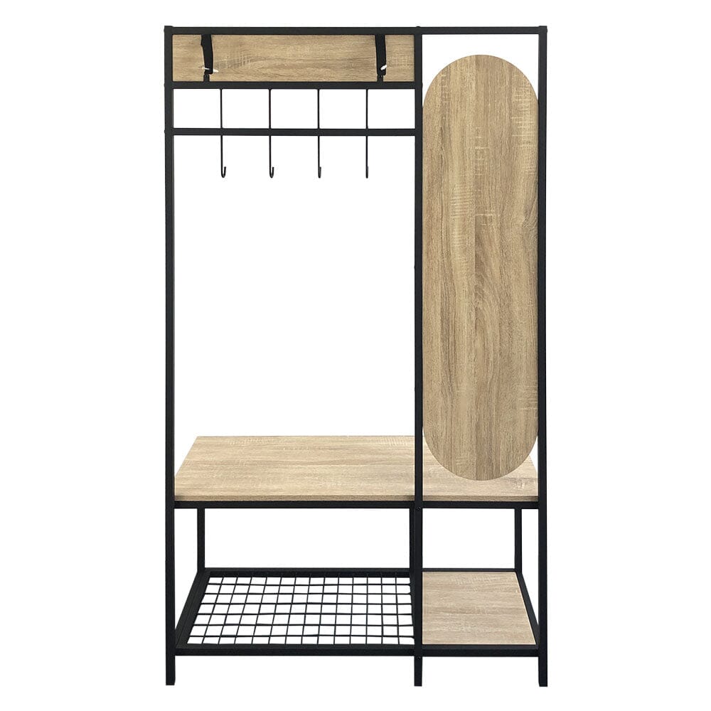 Coat Rack with Shoe Bench and Mirror Shelves & Racks Living and Home 