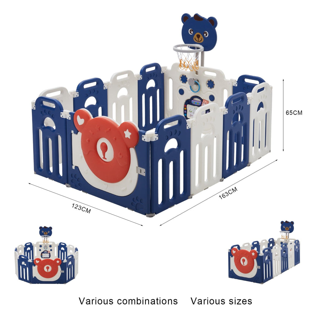 Baby Playpen Kids Safety Gate with Basketball Hoop Living and Home