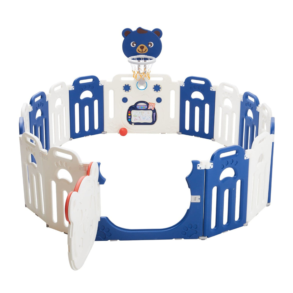 Baby Playpen Kids Safety Gate with Basketball Hoop Living and Home
