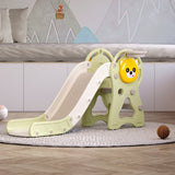 Toddler Slide with Basketball Hoop for Indoor Outdoor Swing & Slide Living and Home Green and Beige 