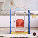 2-in-1 Safety Toddler Swing with Basketball Hoop Indoor Outdoor
