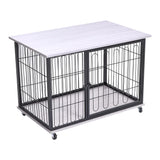 98cm W Wooden Wire Dog Crate with Tray for Small to Medium-Sized Dogs Dog Houses Living and Home 