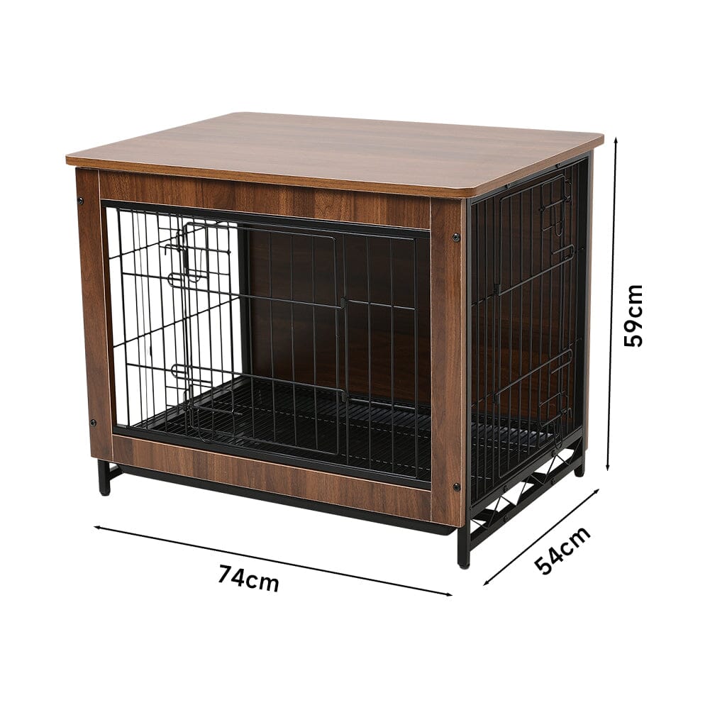 Brown Wooden Wire Dog Crate Pet Cage Living and Home