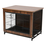 Brown Wooden Wire Dog Crate Pet Cage Dog Houses Living and Home 