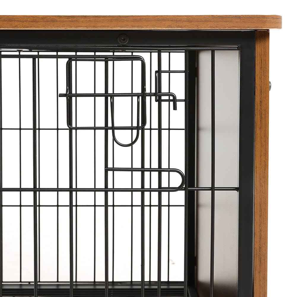 Brown Wooden Wire Dog Crate Pet Cage Living and Home