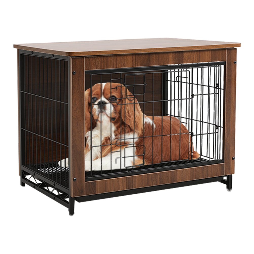 Brown Wooden Wire Dog Crate Pet Cage Living and Home