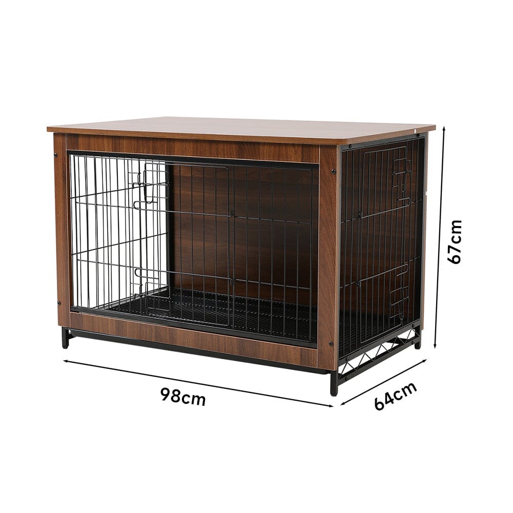 Brown Wooden Wire Dog Crate Pet Cage Living and Home