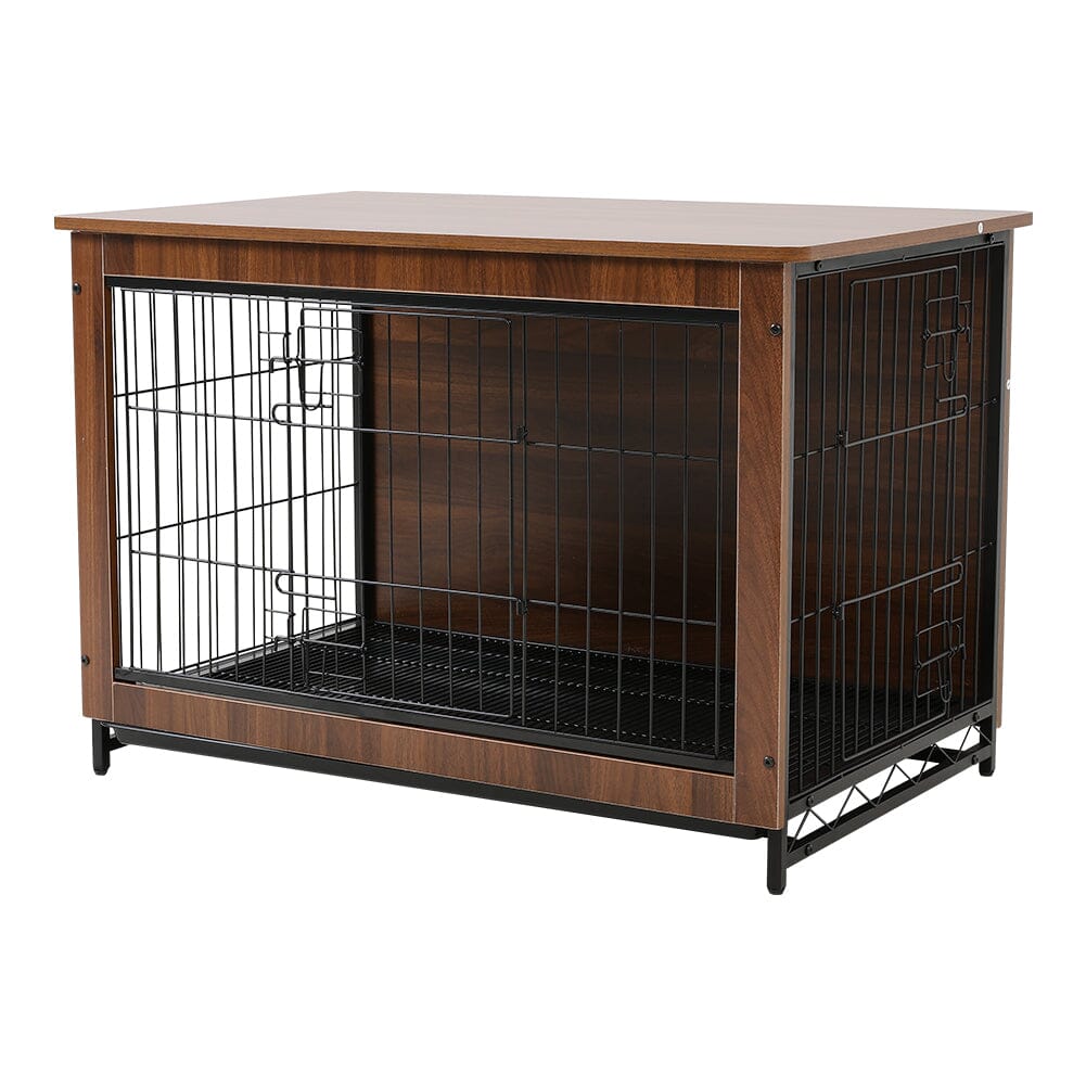 Brown Wooden Wire Dog Crate Pet Cage Living and Home