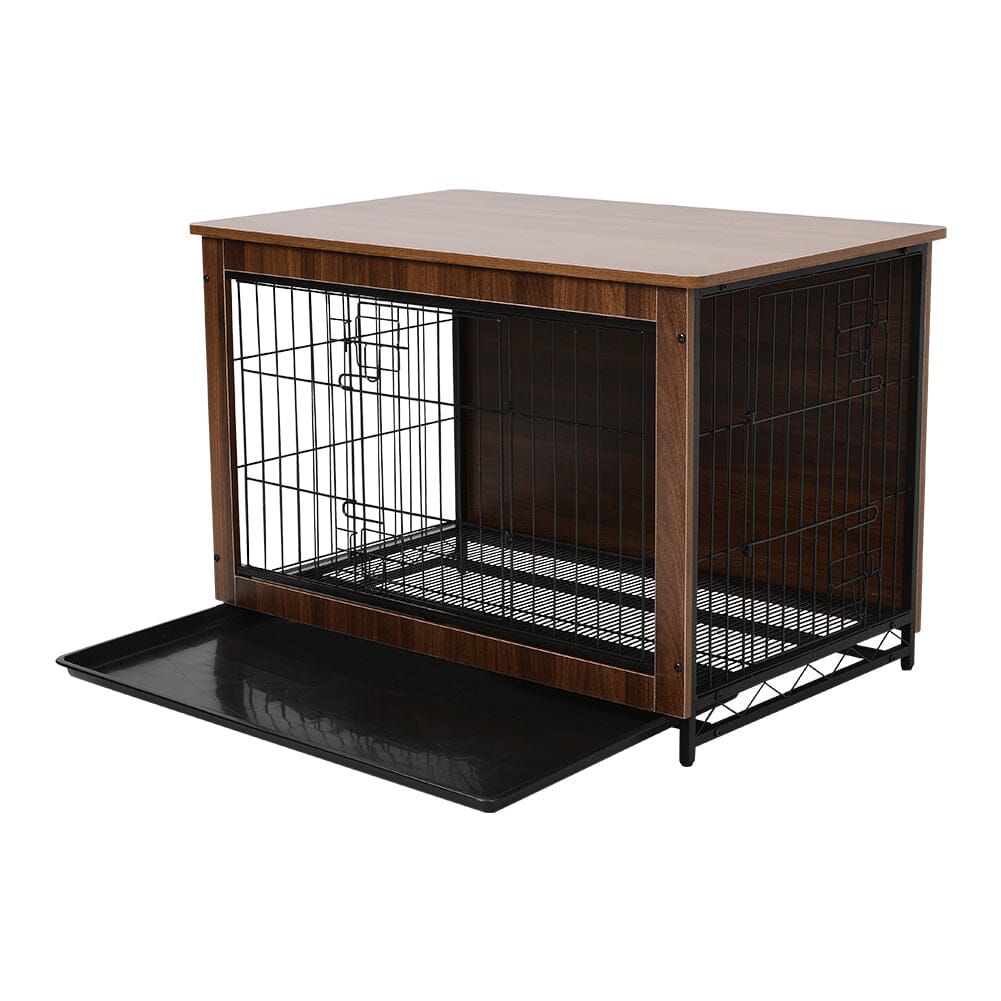 Brown Wooden Wire Dog Crate Pet Cage Living and Home